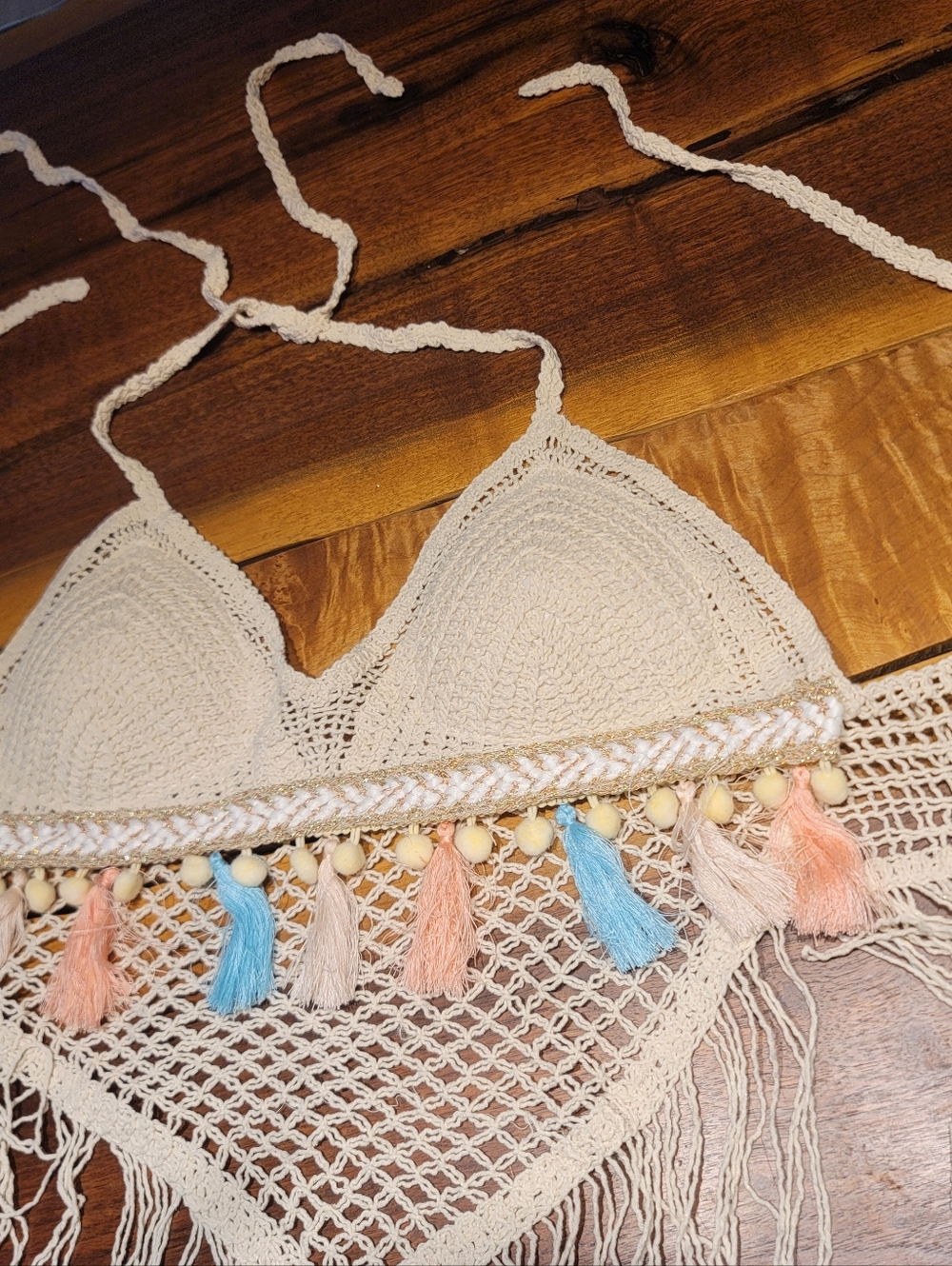 Boho Chic Fringe Crochet Halter Top - Picture 4 of 6